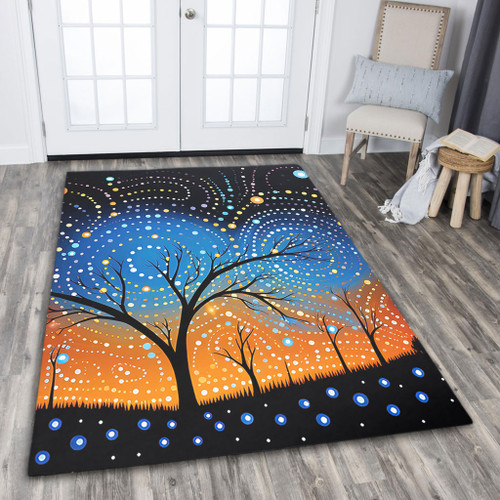 Australia Aboriginal Area Rug - Australian Dreamtime Story Of A Night Sky Area Rug Australia Aboriginal Area Rug - Australian Dreamtime Story Of A Night Sky Area Rug