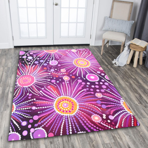 Australia Aboriginal Area Rug - Beautiful Aboriginal Pastel Pink Style Area Rug Australia Aboriginal Area Rug - Beautiful Aboriginal Pastel Pink Style Area Rug