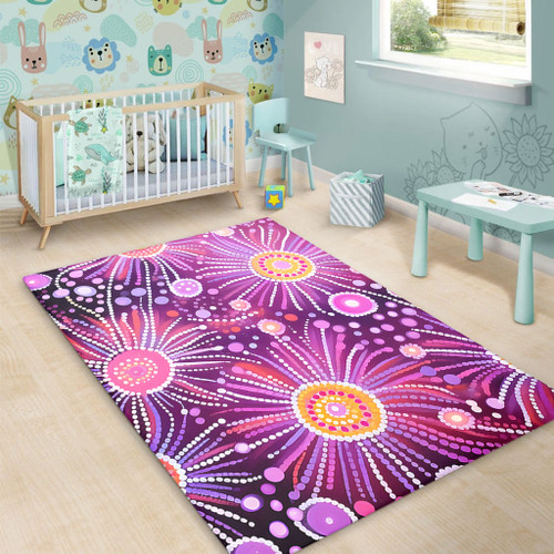 Australia Aboriginal Area Rug - Beautiful Aboriginal Pastel Pink Style Area Rug Australia Aboriginal Area Rug - Beautiful Aboriginal Pastel Pink Style Area Rug