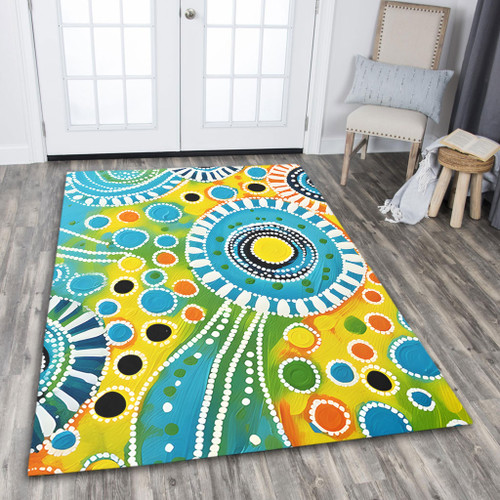 Australia Aboriginal Area Rug - Beautiful Abstract Pastel Area Rug