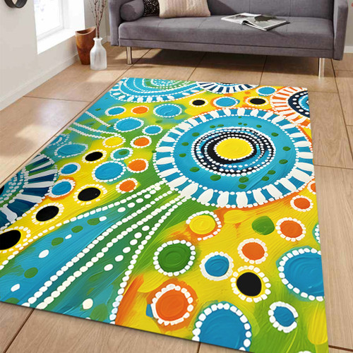 Australia Aboriginal Area Rug - Beautiful Abstract Pastel Area Rug