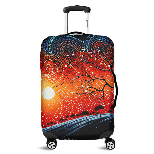 Australia Aboriginal Luggage Cover - Aboriginal Dot Painting Style Art Dreamtime Story Luggage Cover Australia Aboriginal Luggage Cover - Aboriginal Dot Painting Style Art Dreamtime Story Luggage Cover