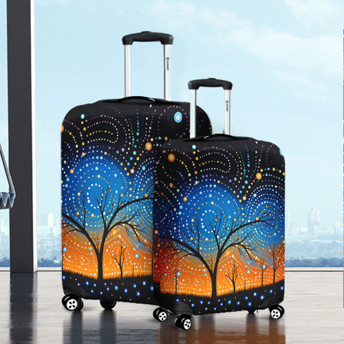 Australia Aboriginal Luggage Cover - Australian Dreamtime Story Of A Night Sky Luggage Cover