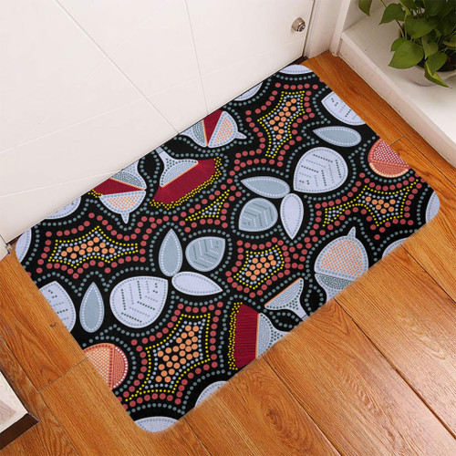 Australia Aboriginal Doormat - Eucalyptus seamless pattern In Aboriginal Dot Art Doormat Australia Aboriginal Doormat - Eucalyptus seamless pattern In Aboriginal Dot Art Doormat