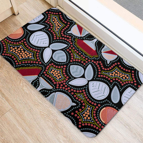 Australia Aboriginal Doormat - Eucalyptus seamless pattern In Aboriginal Dot Art Doormat Australia Aboriginal Doormat - Eucalyptus seamless pattern In Aboriginal Dot Art Doormat