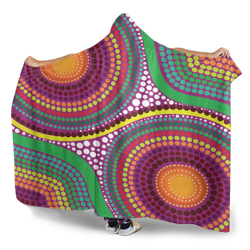 Australia Aboriginal Hooded Blanket - Aboriginal Rainbow Dot Inspired Hooded Blanket Australia Aboriginal Hooded Blanket - Aboriginal Rainbow Dot Inspired Hooded Blanket