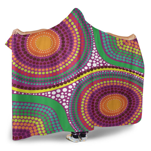 Australia Aboriginal Hooded Blanket - Aboriginal Rainbow Dot Inspired Hooded Blanket Australia Aboriginal Hooded Blanket - Aboriginal Rainbow Dot Inspired Hooded Blanket