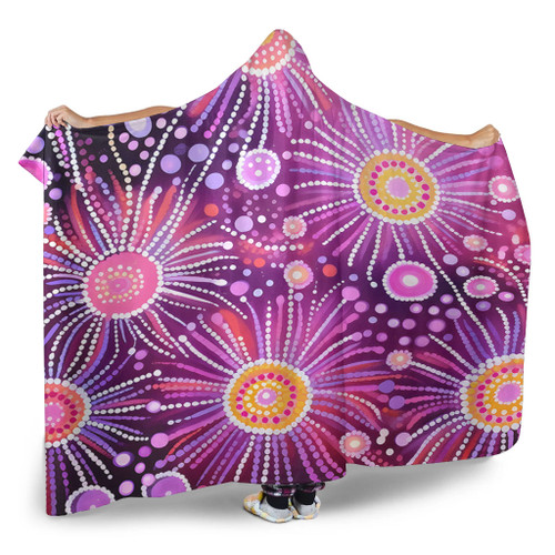 Australia Aboriginal Hooded Blanket - Beautiful Aboriginal Pastel Pink Style Hooded Blanket
