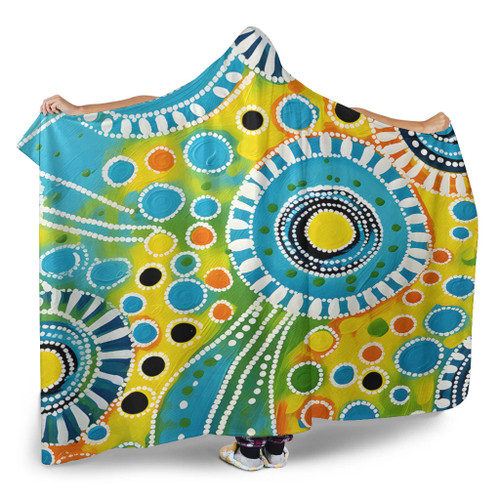 Australia Aboriginal Hooded Blanket - Beautiful Abstract Pastel Hooded Blanket Australia Aboriginal Hooded Blanket - Beautiful Abstract Pastel Hooded Blanket
