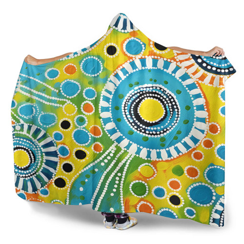 Australia Aboriginal Hooded Blanket - Beautiful Abstract Pastel Hooded Blanket Australia Aboriginal Hooded Blanket - Beautiful Abstract Pastel Hooded Blanket