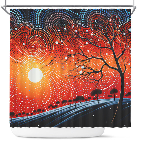 Australia Aboriginal Shower Curtain - Aboriginal Dot Painting Style Art Dreamtime Story Shower Curtain