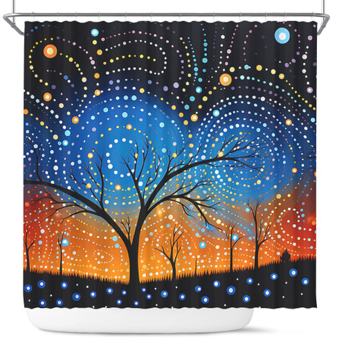 Australia Aboriginal Shower Curtain - Australian Dreamtime Story Of A Night Sky Shower Curtain Australia Aboriginal Shower Curtain - Australian Dreamtime Story Of A Night Sky Shower Curtain