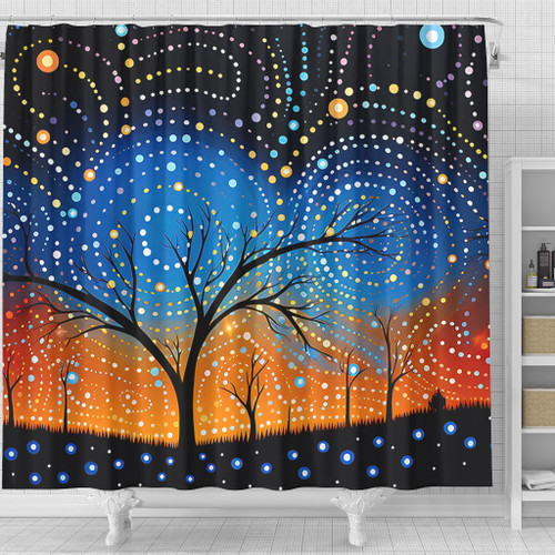 Australia Aboriginal Shower Curtain - Australian Dreamtime Story Of A Night Sky Shower Curtain