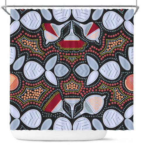 Australia Aboriginal Shower Curtain - Eucalyptus seamless pattern In Aboriginal Dot Art Shower Curtain Australia Aboriginal Shower Curtain - Eucalyptus seamless pattern In Aboriginal Dot Art Shower Curtain