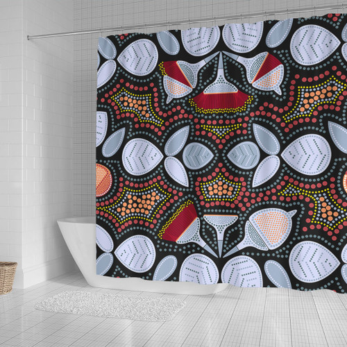 Australia Aboriginal Shower Curtain - Eucalyptus seamless pattern In Aboriginal Dot Art Shower Curtain Australia Aboriginal Shower Curtain - Eucalyptus seamless pattern In Aboriginal Dot Art Shower Curtain