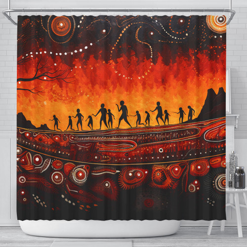 Australia Aboriginal Shower Curtain - The Sacred Dreamtime Painting Of The Indigenous Australian Shower Curtain Australia Aboriginal Shower Curtain - The Sacred Dreamtime Painting Of The Indigenous Australian Shower Curtain