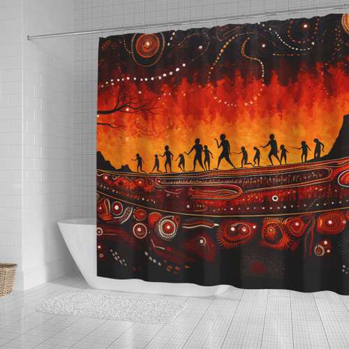 Australia Aboriginal Shower Curtain - The Sacred Dreamtime Painting Of The Indigenous Australian Shower Curtain Australia Aboriginal Shower Curtain - The Sacred Dreamtime Painting Of The Indigenous Australian Shower Curtain