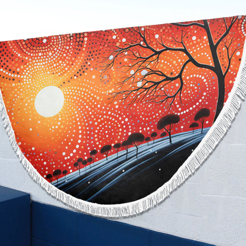 Australia Aboriginal Beach Blanket - Aboriginal Dot Painting Style Art Dreamtime Story Beach Blanket