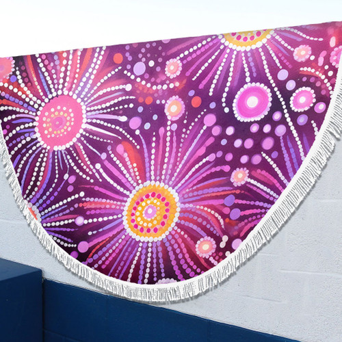 Australia Aboriginal Beach Blanket - Beautiful Aboriginal Pastel Pink Style Beach Blanket Australia Aboriginal Beach Blanket - Beautiful Aboriginal Pastel Pink Style Beach Blanket