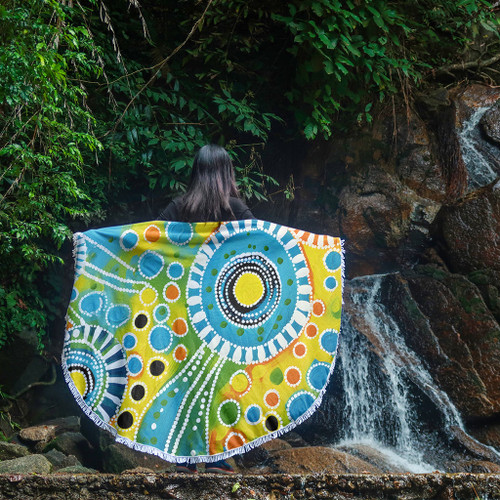 Australia Aboriginal Beach Blanket - Beautiful Abstract Pastel Beach Blanket Australia Aboriginal Beach Blanket - Beautiful Abstract Pastel Beach Blanket