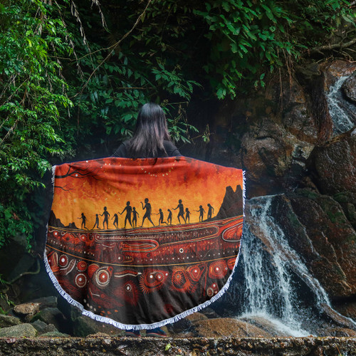 Australia Aboriginal Beach Blanket - The Sacred Dreamtime Painting Of The Indigenous Australian Beach Blanket