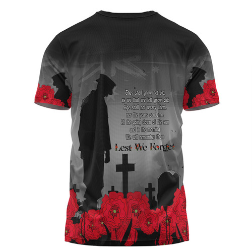 Australia Anzac Day Custom T-shirt - Remembrance Day Soldier In A Red Poppies Field T-shirt