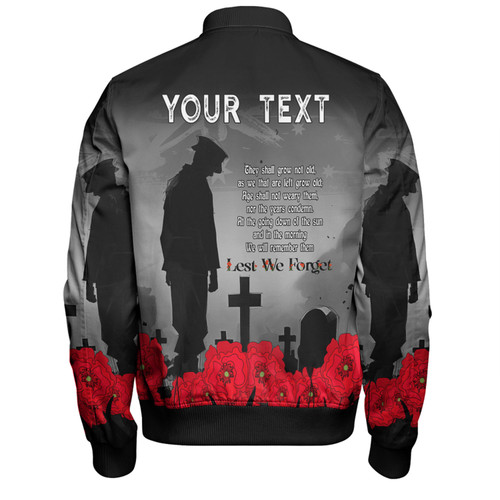 Australia Anzac Day Custom Bomber Jacket - Remembrance Day Soldier In A Red Poppies Field Bomber Jacket Australia Anzac Day Custom Bomber Jacket - Remembrance Day Soldier In A Red Poppies Field Bomber Jacket
