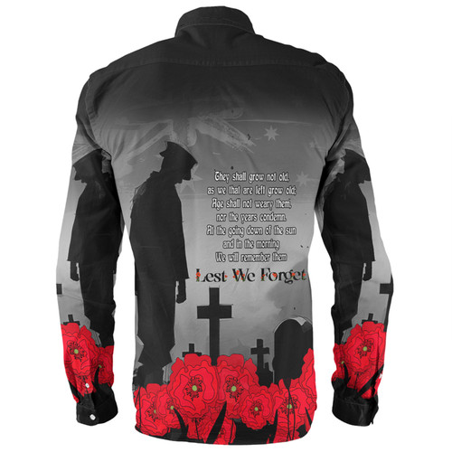 Australia Anzac Day Custom Long Sleeve Shirt - Remembrance Day Soldier In A Red Poppies Field Long Sleeve Shirt Australia Anzac Day Custom Long Sleeve Shirt - Remembrance Day Soldier In A Red Poppies Field Long Sleeve Shirt
