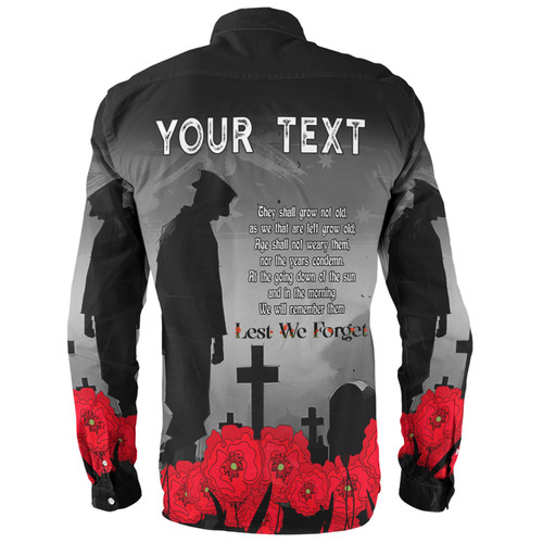 Australia Anzac Day Custom Long Sleeve Shirt - Remembrance Day Soldier In A Red Poppies Field Long Sleeve Shirt Australia Anzac Day Custom Long Sleeve Shirt - Remembrance Day Soldier In A Red Poppies Field Long Sleeve Shirt