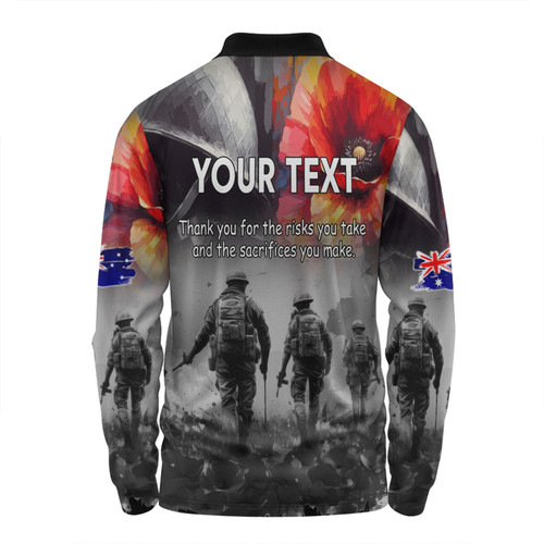 Australia Anzac Day Custom Long Sleeve Polo Shirt - Thank You For The Risks You Take Long Sleeve Polo Shirt Australia Anzac Day Custom Long Sleeve Polo Shirt - Thank You For The Risks You Take Long Sleeve Polo Shirt