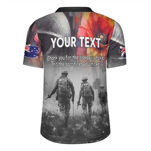 Australia Anzac Day Custom Rugby Jersey - Thank You For The Risks You Take Rugby Jersey