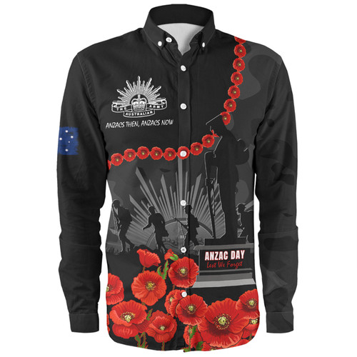 Australia Anzac Day Long Sleeve Shirt - Anzac Day Lest We Forget Camouflage Pattern Long Sleeve Shirt