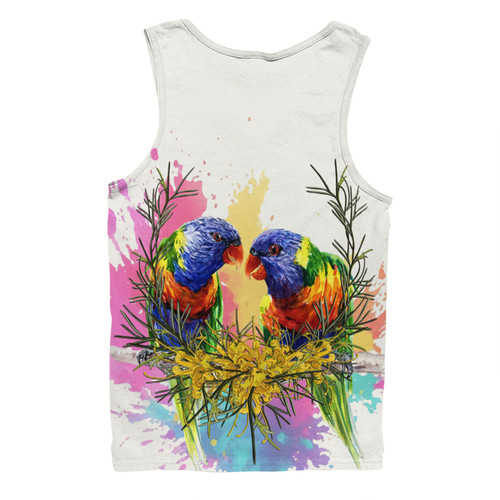 Australia Rainbow Lorikeets Men Singlet - Rainbow Lorikeets With Grevillea Flowers Men Singlet Australia Rainbow Lorikeets Men Singlet - Rainbow Lorikeets With Grevillea Flowers Men Singlet