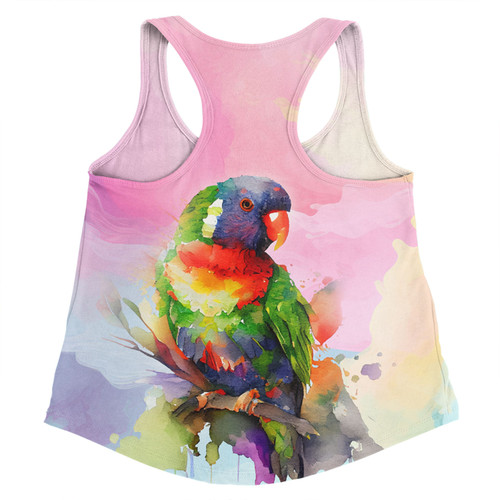 Australia Rainbow Lorikeets Women Racerback Singlet - Rainbow Lorikeets With Grevillea Flowers Women Racerback Singlet Australia Rainbow Lorikeets Women Racerback Singlet - Rainbow Lorikeets With Grevillea Flowers Women Racerback Singlet
