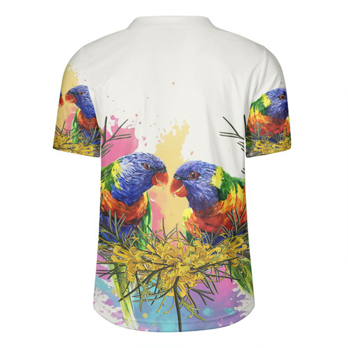 Australia Rainbow Lorikeets Rugby Jersey - Rainbow Lorikeets With Grevillea Flowers Rugby Jersey