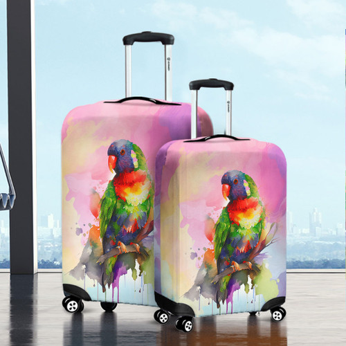 Australia Rainbow Lorikeets Luggage Cover - Rainbow Lorikeets Color Art Luggage Cover