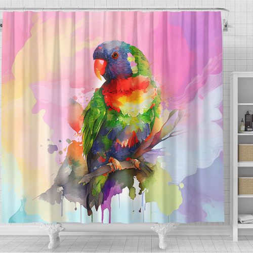 Australia Rainbow Lorikeets Shower Curtain - Rainbow Lorikeets Color Art Shower Curtain