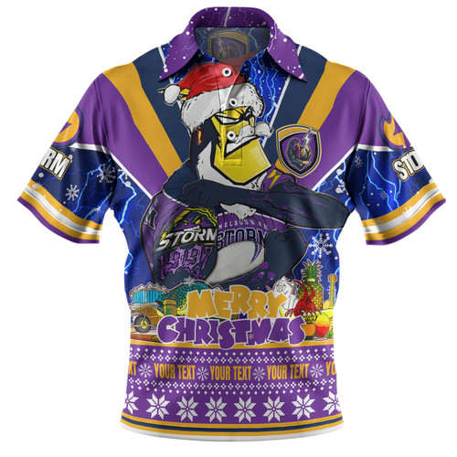 Melbourne Storm Christmas Custom Polo Shirt - Storm Man Santa Claus Aussie Big Things Polo Shirt Melbourne Storm Christmas Custom Polo Shirt - Storm Man Santa Claus Aussie Big Things Polo Shirt