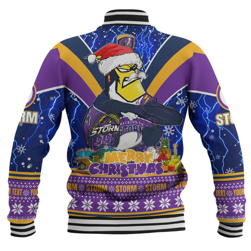 Melbourne Storm Christmas Custom Baseball Jacket - Storm Man Santa Claus Aussie Big Things Baseball Jacket Melbourne Storm Christmas Custom Baseball Jacket - Storm Man Santa Claus Aussie Big Things Baseball Jacket
