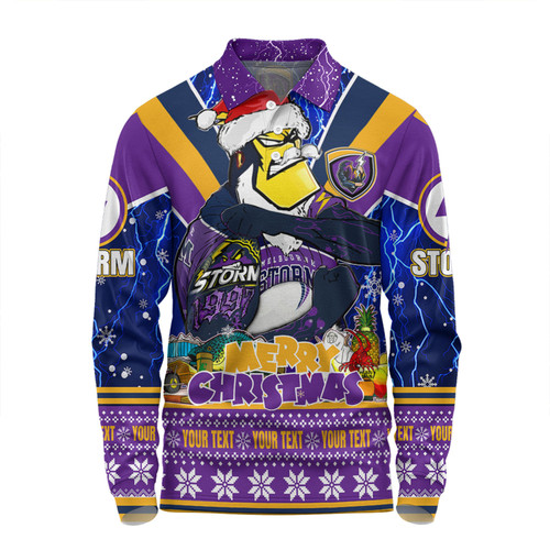 Melbourne Storm Christmas Custom Long Sleeve Polo Shirt - Storm Man Santa Claus Aussie Big Things Long Sleeve Polo Shirt Melbourne Storm Christmas Custom Long Sleeve Polo Shirt - Storm Man Santa Claus Aussie Big Things Long Sleeve Polo Shirt