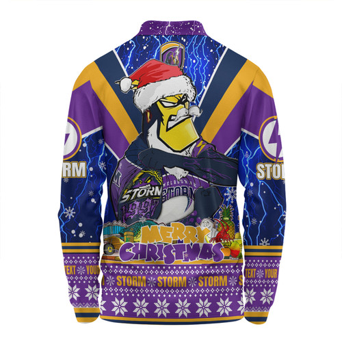 Melbourne Storm Christmas Custom Long Sleeve Polo Shirt - Storm Man Santa Claus Aussie Big Things Long Sleeve Polo Shirt Melbourne Storm Christmas Custom Long Sleeve Polo Shirt - Storm Man Santa Claus Aussie Big Things Long Sleeve Polo Shirt
