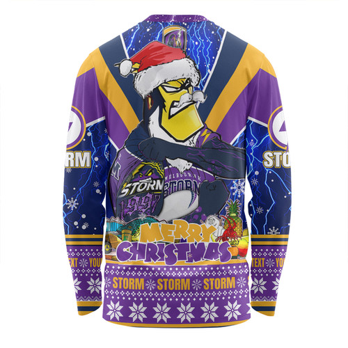 Melbourne Storm Christmas Custom Long Sleeve T-shirt - Storm Man Santa Claus Aussie Big Things Long Sleeve T-shirt Melbourne Storm Christmas Custom Long Sleeve T-shirt - Storm Man Santa Claus Aussie Big Things Long Sleeve T-shirt