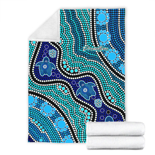 Australia Turtles Aboriginal Blanket - River And Turtles Dot Art Painting Blue Blanket Australia Turtles Aboriginal Blanket - River And Turtles Dot Art Painting Blue Blanket