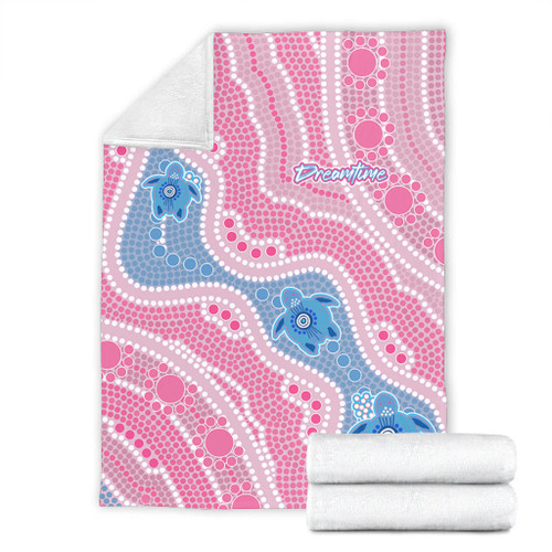 Australia Turtles Aboriginal Blanket - River And Turtles Dot Art Painting Pink Blanket Australia Turtles Aboriginal Blanket - River And Turtles Dot Art Painting Pink Blanket