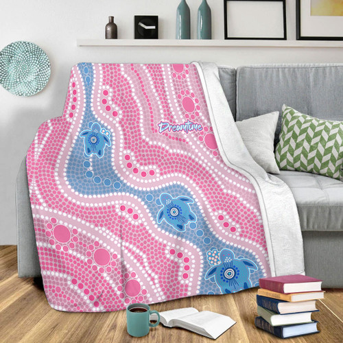 Australia Turtles Aboriginal Blanket - River And Turtles Dot Art Painting Pink Blanket Australia Turtles Aboriginal Blanket - River And Turtles Dot Art Painting Pink Blanket