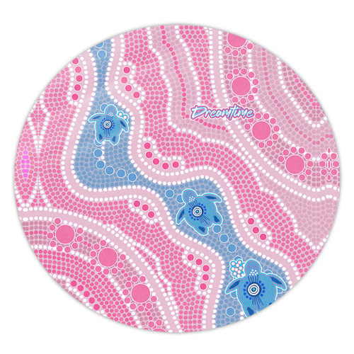 Australia Turtles Aboriginal Round Rug - River And Turtles Dot Art Painting Pink Round Rug Australia Turtles Aboriginal Round Rug - River And Turtles Dot Art Painting Pink Round Rug