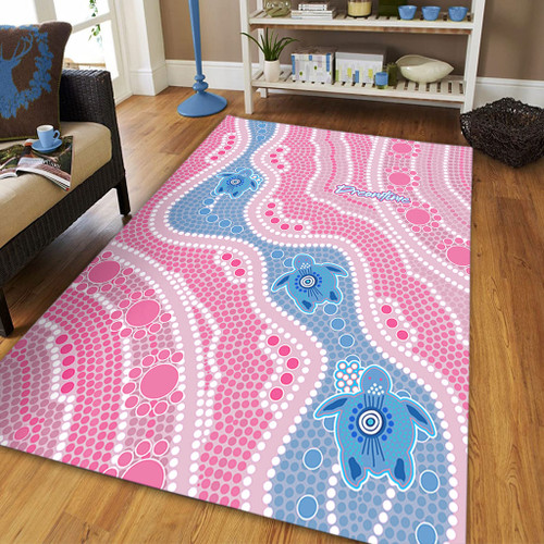Australia Turtles Aboriginal Area Rug - River And Turtles Dot Art Painting Pink Area Rug Australia Turtles Aboriginal Area Rug - River And Turtles Dot Art Painting Pink Area Rug