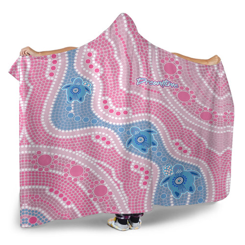 Australia Turtles Aboriginal Hooded Blanket - River And Turtles Dot Art Painting Pink Hooded Blanket Australia Turtles Aboriginal Hooded Blanket - River And Turtles Dot Art Painting Pink Hooded Blanket