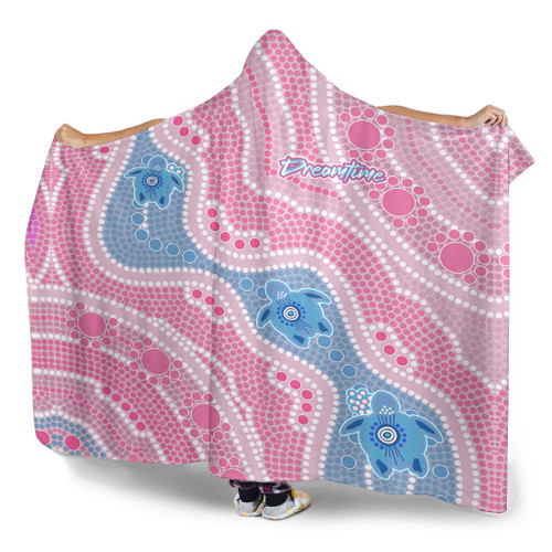 Australia Turtles Aboriginal Hooded Blanket - River And Turtles Dot Art Painting Pink Hooded Blanket Australia Turtles Aboriginal Hooded Blanket - River And Turtles Dot Art Painting Pink Hooded Blanket