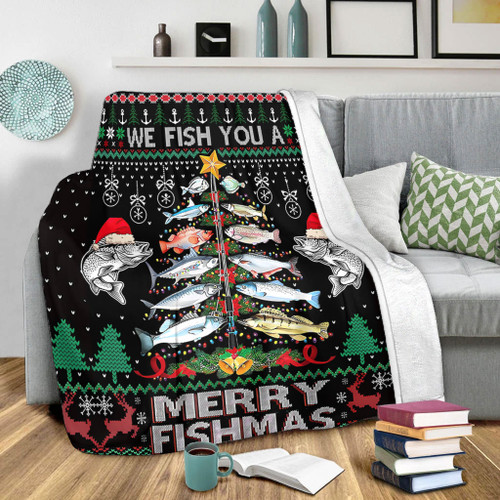 Australia Christmas Fishing Blanket - Merrry Fishmas Fishing Rod Christmas Tree Blanket Australia Christmas Fishing Blanket - Merrry Fishmas Fishing Rod Christmas Tree Blanket